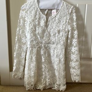 Southern fried chics white lace romper size large brand nee with tags